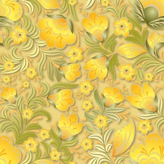 Deurstickers abstract summer seamless floral ornament © lembit