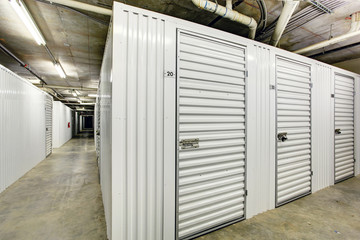 Storage units in the basement for apartment building