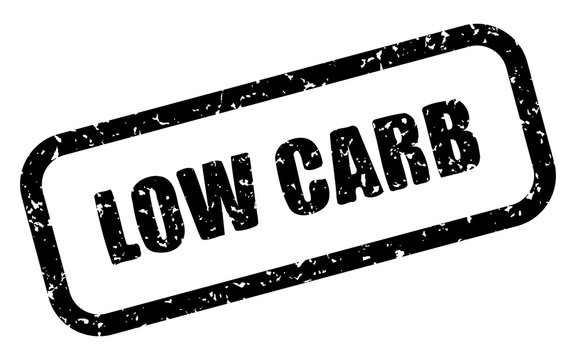 Stempel: LOW CARB – Vektor, grunge, schwarz-weiß, schräg, freigestellt 