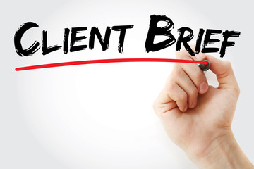Hand writing Client Brief with marker, concept background
