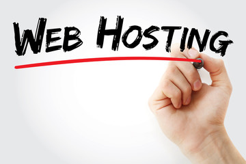 Hand writing Web Hosting with marker, concept background