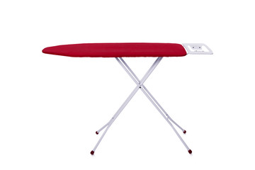 Red ironing board isolated on white background