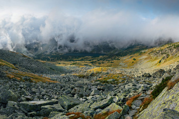 Cloudy mountain landscape in Tatra Mountains, Poland