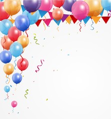 Celebration balloon with confetti and bunting flags