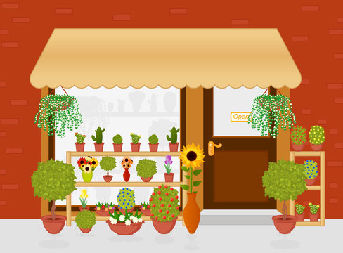 Flower Shop Vector Illustration.
