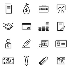 Vector illustration of thin line icons - business
