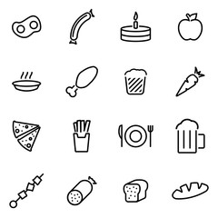 Vector illustration of thin line icons - food