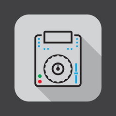 dj cd player line icon, outline vector logo illustration, linear color pictogram with long shadow isolated on black