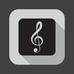 treble clef icon vector, solid logo illustration, pictogram with long shadow isolated on black