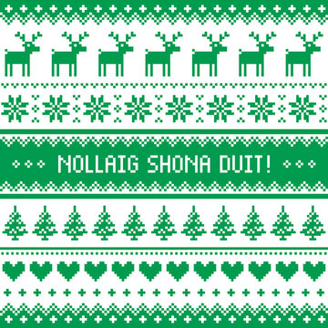 Nollaig Shona Duit - Merry Christmas in Irish pattern, greetings card 
