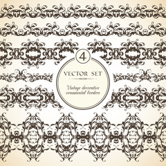 Vector set of vintage seamless ornamental decorative borders