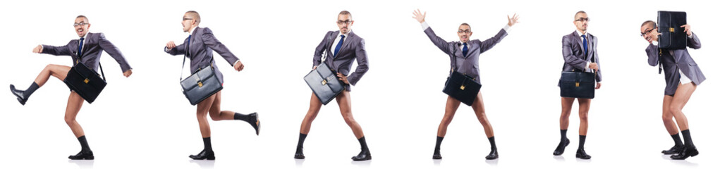 Composite photo of naked businessman on white