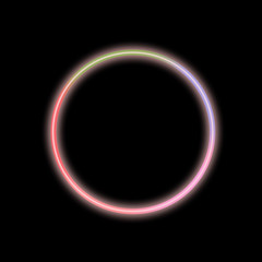 Neon abstract round. Vintage electric symbol. Burning a pointer