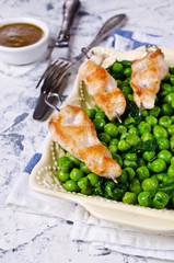 Grilled chicken on skewers