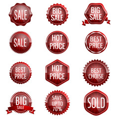 set of red sale badge logo