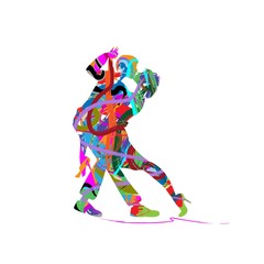 Vector illustration. A couple dancing the tango.