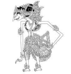 a character of traditional puppet show, wayang kulit from java indonesia.