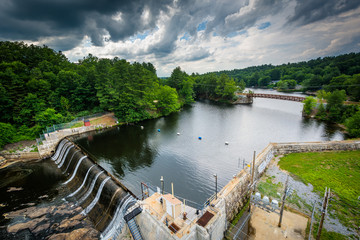 View of a dam on the Piscataquog River, from the Pinard Street B