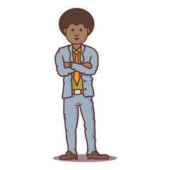 Vector cartoon business man afro