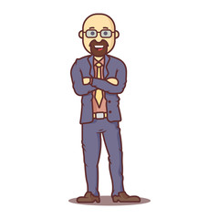 Vector cartoon business man hairless with beard