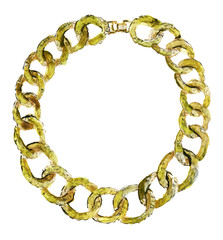 watercolor sketch of gold chain on a white background