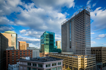 Fototapeta na wymiar View of buildings in downtown Baltimore, Maryland.