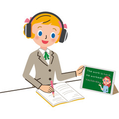 映像授業を見る女子