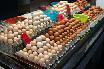 Oeufs au marché en Asie