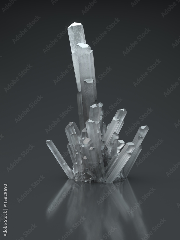 Aufkleber 3d rendering of abstract crystal shape on reflective floor.