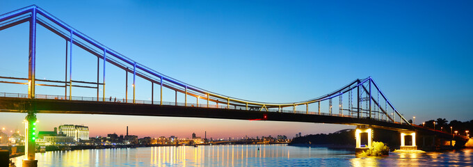 Pedestrian bridge panorama. Kiev, Ukraine
