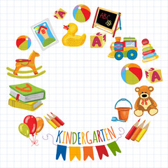 Obraz premium Kindergarten Play and study Vector images
