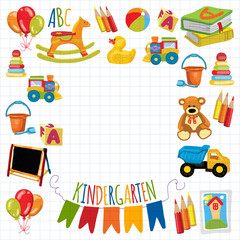 Obraz premium Kindergarten Play and study Vector images