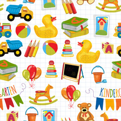 Kindergarten Play and study Vector images