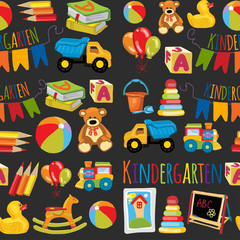 Kindergarten Play and study Vector images