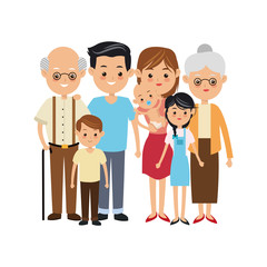 Family cartoon concept represented by grandparents, parents and kids icon. Isolated and Colorfull illustration.