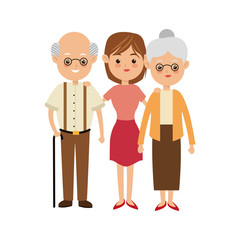 Family cartoon concept represented by grandparents with daughter icon. Isolated and Colorfull illustration.