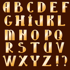 vector illustration alphabet gold letters on dark background
