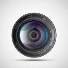 Icon of lens from the photo camera. Stock vector.