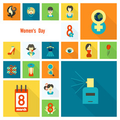 Womans Day Icon Set