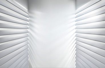 Fototapeta premium Sunlit windows with blinds. Vector illustration.
