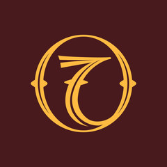 Number seven logo in vintage circle.
