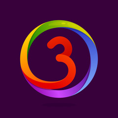 Number three logo in colorful circle.