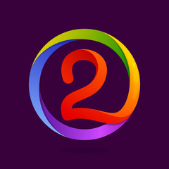 Number two logo in colorful circle.