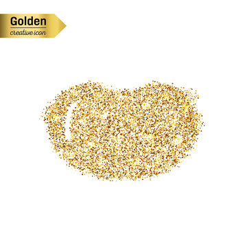 Gold glitter vector icon of bean rocket isolated on background. Art creative concept illustration for web, glow light confetti, bright sequins, sparkle tinsel, abstract bling, shimmer dust, foil.