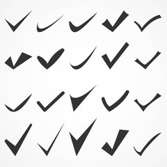 Check mark set icons isolated on background. Modern flat pictogr