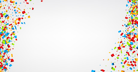 White background with confetti.