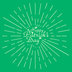 St. patricks day card with grunge isolated on green background.