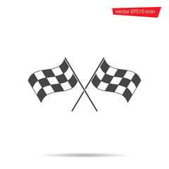 Gray Checkered flag icon. Motocross Modern, simple, flat sign. S