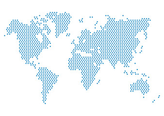 Obraz na płótnie Canvas Dotted world map. World map blue