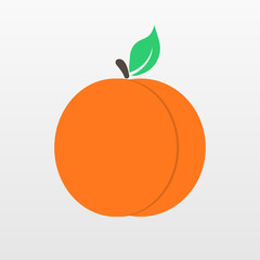 Yellow Peach fruit icon isolated on background. Modern flat pict